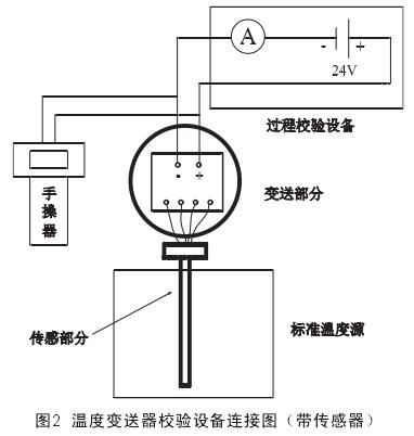 溫度變送器校驗設備連接圖示（帶傳感器）